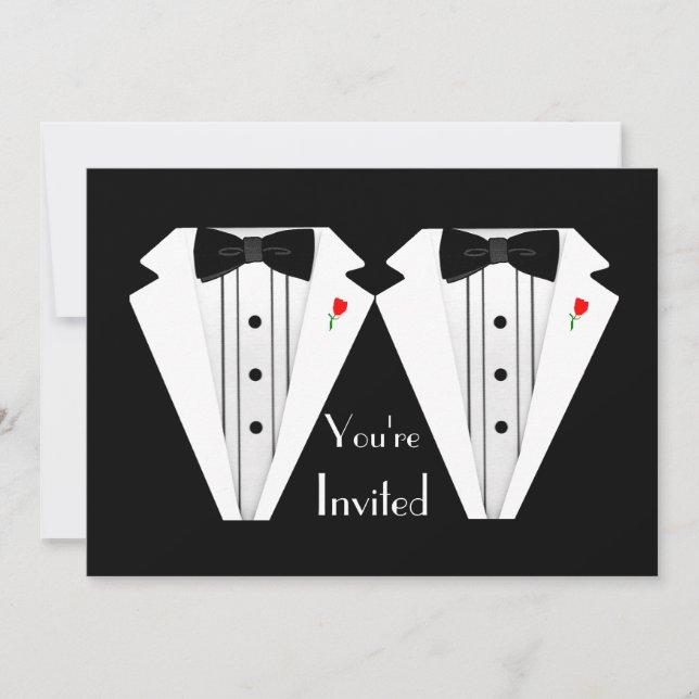 Invitación Smoking de la boda de dos Novio-Gays (Anverso)