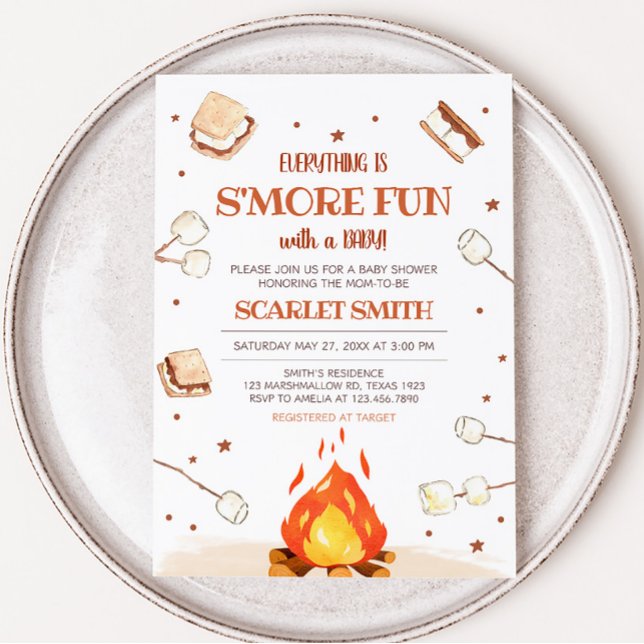 Invitación S'more Bonfire Baby Shower (Bonfire Baby Shower Invitation)