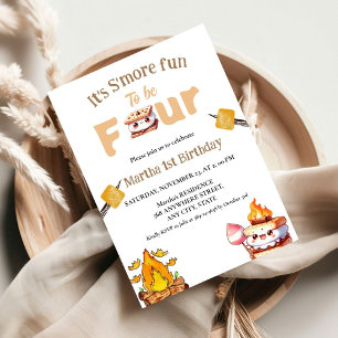 Invitación S'more Bonfire Smore 4º cumpleaños