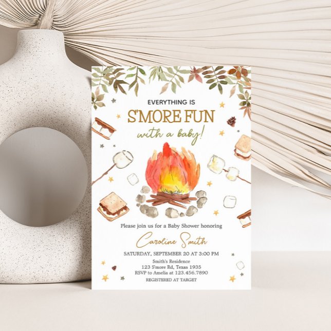 Invitación S'more Campfire Baby Shower (Everything Smore Fun Campfire Baby Shower Invitation)