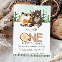 S'more Camping Bear ONE Feliz Camper 1er cumpleaño