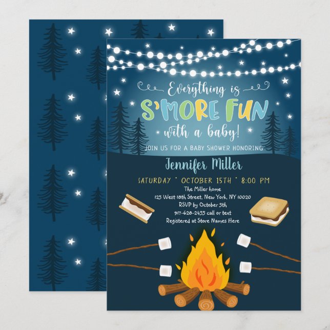 Invitación S'more Divertido Con Un Bebé S'mores Baby Shower (Anverso / Reverso)