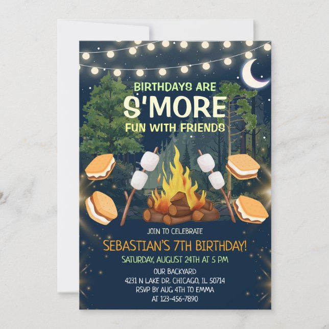 Invitación S'more Fun Campfire Smores Birthday Party (Anverso)
