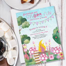 Invitación S'more Fun Campfire y los Chicas Toadstool Cumplea