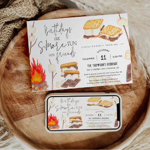 Invitación S'more Fun Smores Birday Campfire Fiesta de la hog