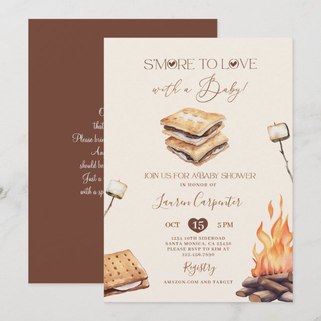 Invitación Smore to Love Baby Shower (Anverso / Reverso)