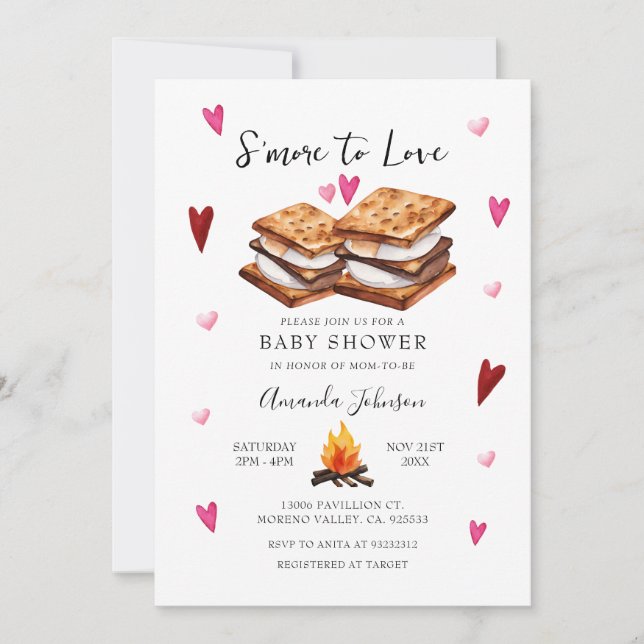 Invitación S'more to Love Bonfire Baby Shower (Anverso)