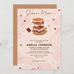 Invitación S'more to Love pink heart valentines Baby Shower