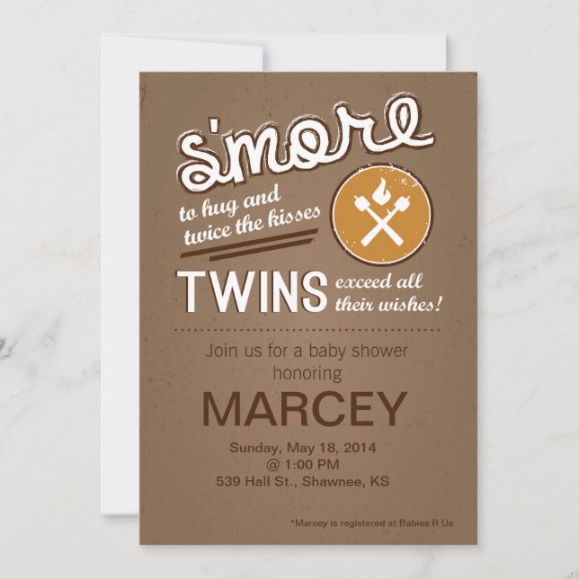 Invitación S'more Twin Baby Shower (Anverso)