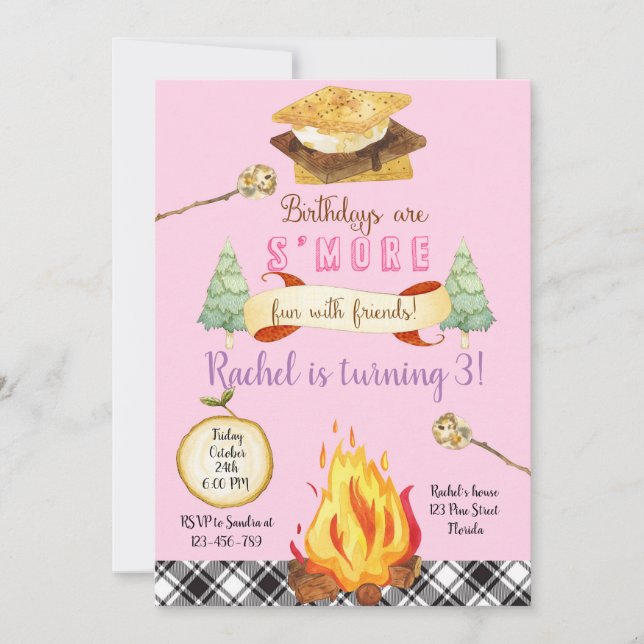 Invitación Smores Birthday Invitation, S'mores Invitation (Anverso)
