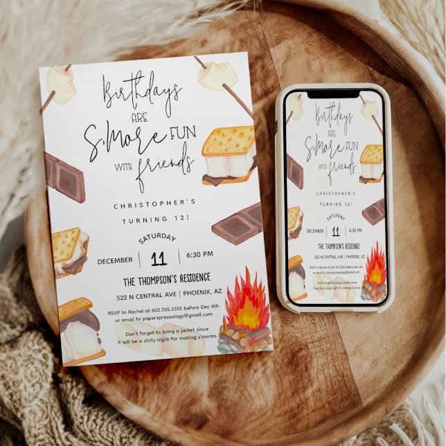 Invitación Smores Birthday S Fun Fiesta Campfire (Subido por el creador)