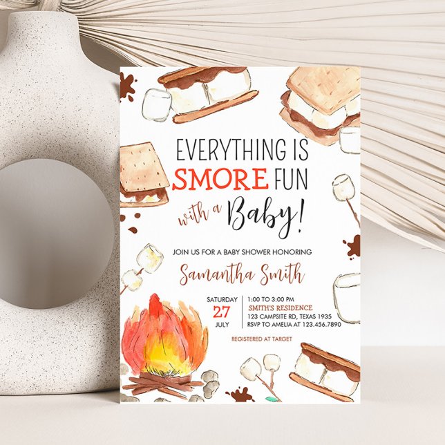 Invitación S'mores Camping Baby Shower (Smore Fun Baby Shower Invitation)