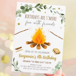 Invitación S'mores Camping Campfire Cumpleaños