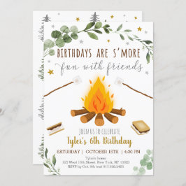 Invitación S'mores Camping Campfire Cumpleaños