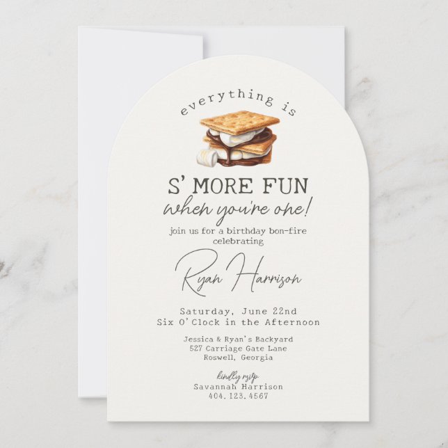 Invitación S'mores Fall Bonfire Outdoor First Birthday (Anverso)