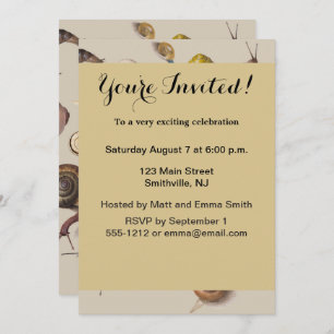 Invitación Snail Garden Mascota Gastropod Slug Caracoles botá