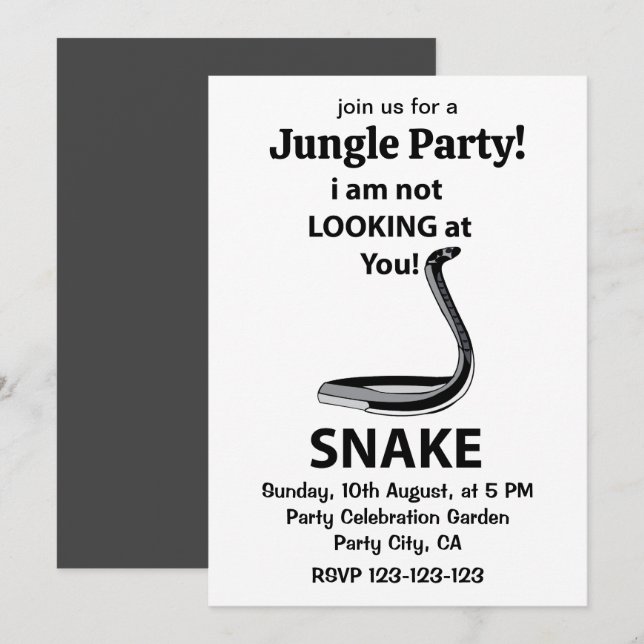 Invitación Snake No te estoy mirando (Anverso / Reverso)