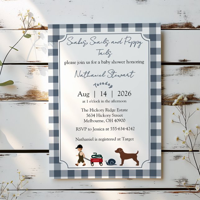 Invitación Snakes, Snails & Puppy Tails — Baby Boy Invitation (Subido por el creador)