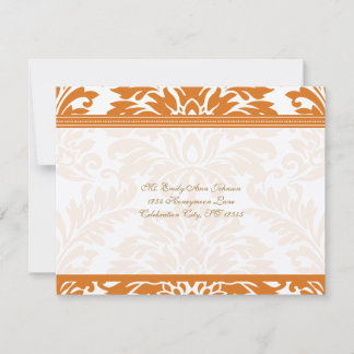 Invitación Snapdragon Coral & Ivory Damask Wedding RSVP