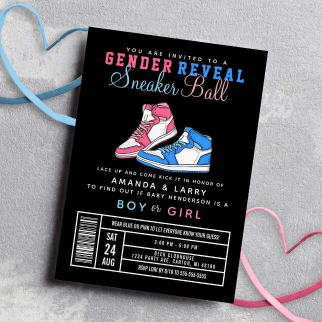 Invitación Sneaker Ball Gender Revelan Blue o Pink Sneaker (Subido por el creador)