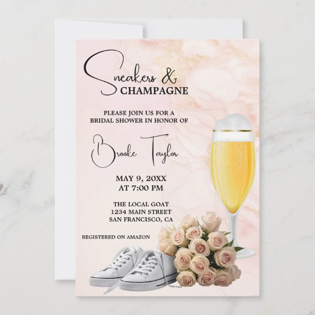 Invitación Sneakers and Champagne Bridal Shower (Anverso)