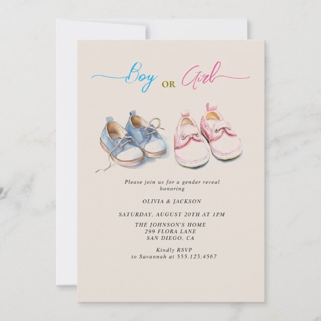 Invitación Sneakers para niños o Chicas Beige Fiesta de revel (Anverso)