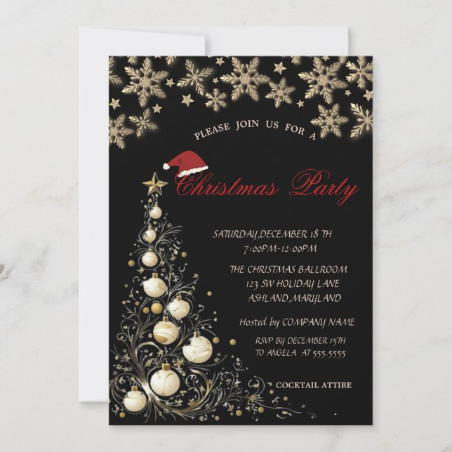 Invitación Snflakes Christmas Tree Balls Corporate (Anverso)