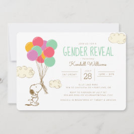 Invitación Snoopy y los globos de género revelan Baby Shower
