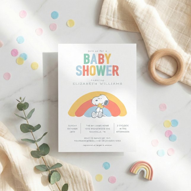 Invitación Snoopy y Woodstock Rainbow Baby Shower (Subido por el creador)