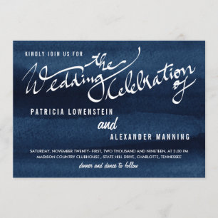 Invitación Snorkel Blue Watercolor Típografía Boda moderna