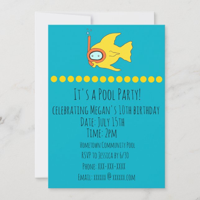 Invitación Snorkeling Niños de peces Fiesta de la piscina de  (Anverso)