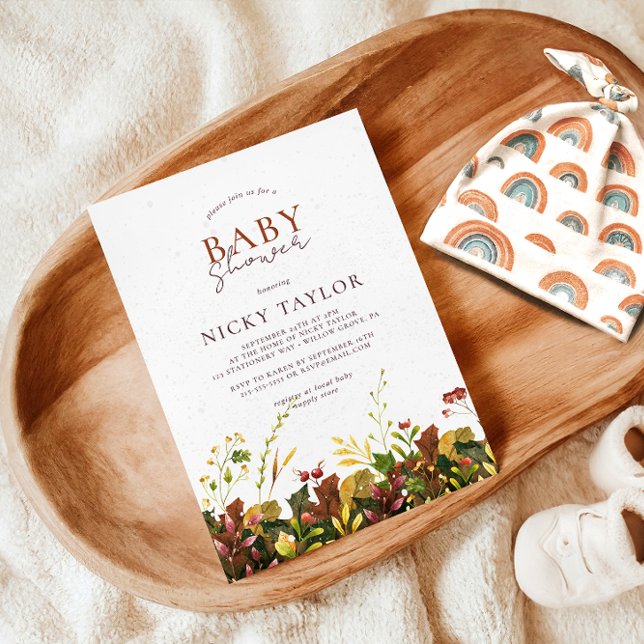 Invitación Snow Autumn Floral Baby Shower (Subido por el creador)