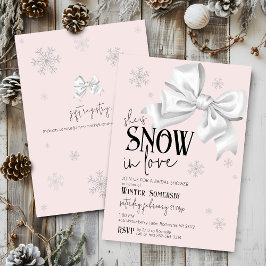 Invitación Snow In Love Modern Bow Pink Winter Bridal Shower
