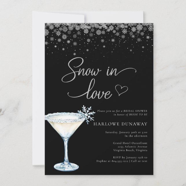 Invitación Snow in Love Modern Snowflake Bridal Shower  (Anverso)