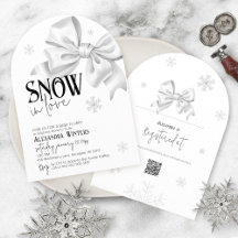Snow In Love White Bow Baby Shower Winter Arch QR