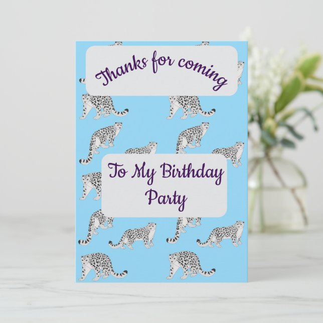 Invitación Snow Leopards Thank you Card (Anverso de pie)