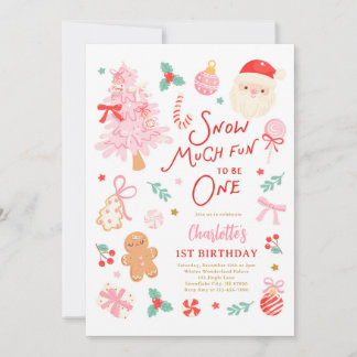Invitación Snow Much Fun To Be One Christmas 1st Birthday