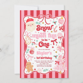 Invitación Snow Much Fun To Be One Christmas Bow Birthday