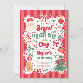 Invitación Snow Much Fun To Be One Christmas Bow Birthday