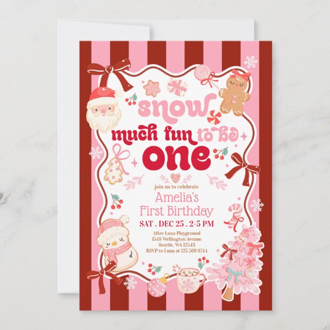 Invitación Snow Much Fun to be ONE First Birthday Invitation (Anverso)