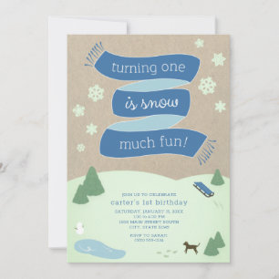 Invitación Snow Much Fun Winter Scene 1st Birthday Invitation