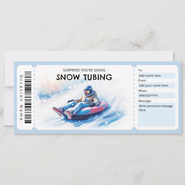 Invitación Snow Tubing Gift Certificate (Anverso)