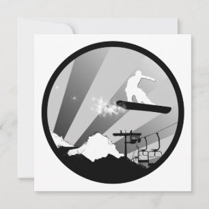 Invitación snowboard de rayos grises
