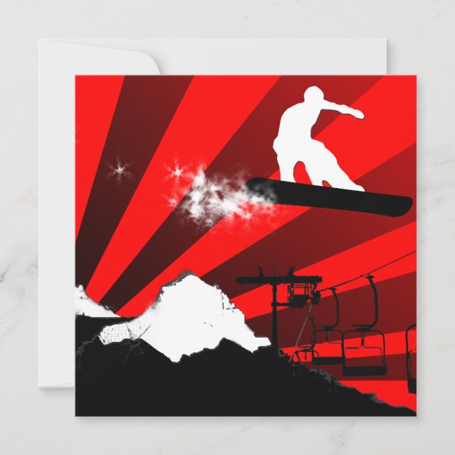 Invitación snowboard : rastro de polvo (Anverso)