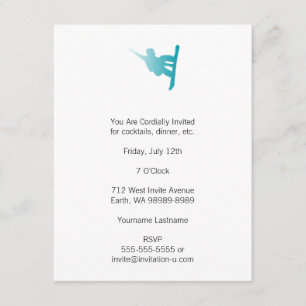 Invitación snowboarder azul gradiente