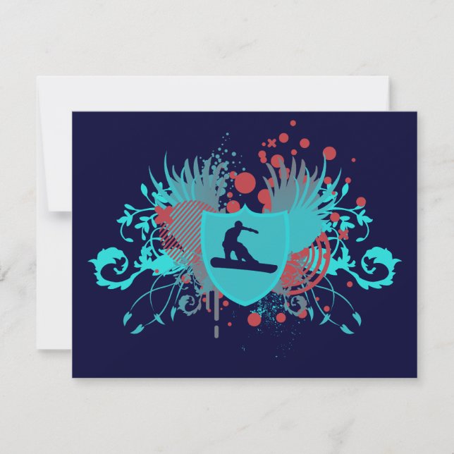 Invitación snowboarder de alta fidelidad (Anverso)