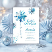 Snowflake Acuarela Azul Invierno ONEderland