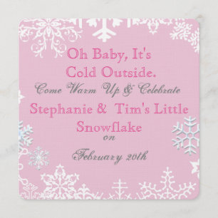 Invitación Snowflake Baby Shower Rosa