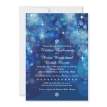 Snowflake Blue Bokeh Winter Bridal Shower
