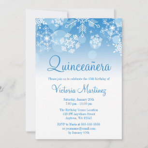 Invitación Snowflake Blue White Winter Wonderland Quinceanera